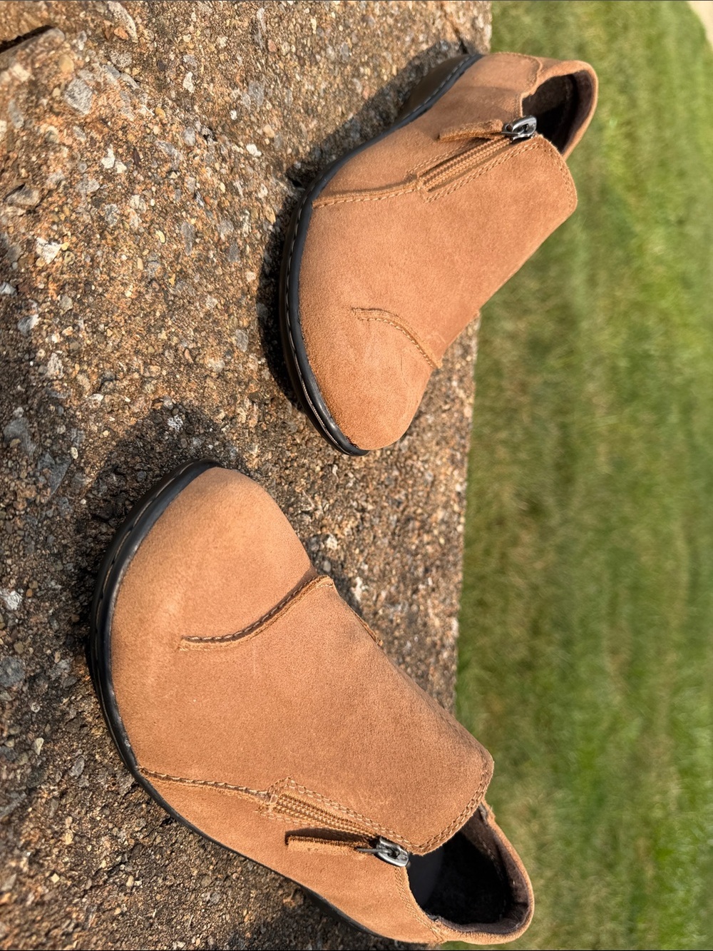 Clarks Brown Suede Slip-On Ankle Boots
